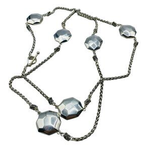 Michael Dawkins Sterling Silver 36in Necklace Faceted Beaded 68.8 Grams Designer